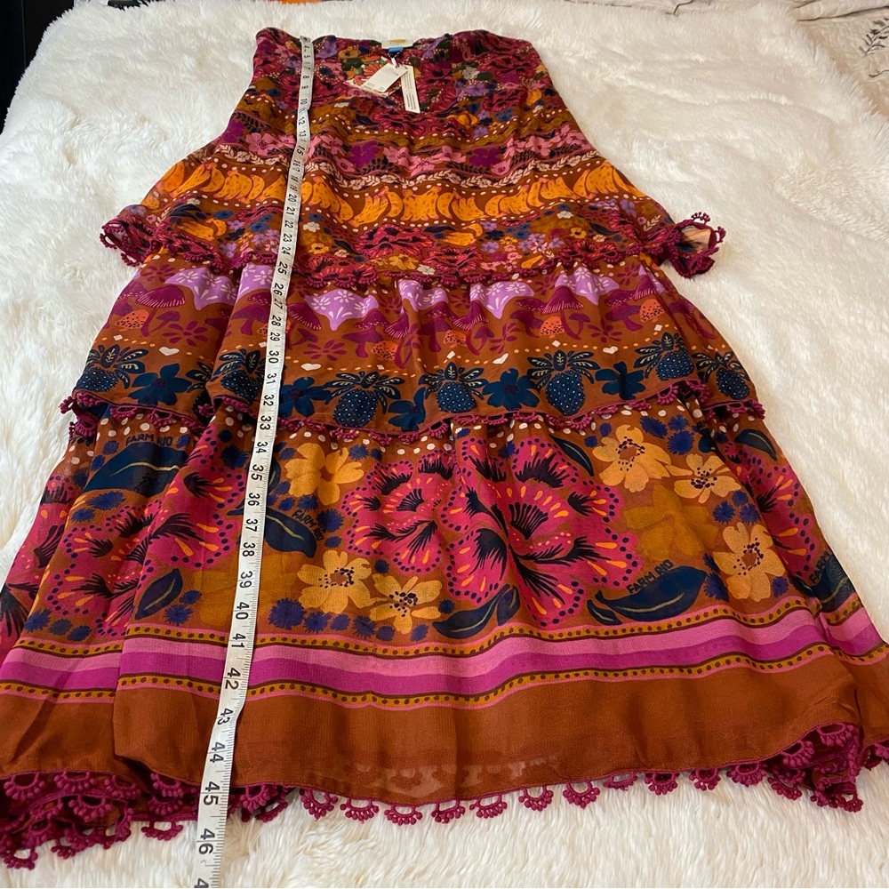 Farm Rio X Anthropologie Tiered Midi/Maxi Dress Strapeless Ruffle Pink Combo NWT - Picture 10 of 15